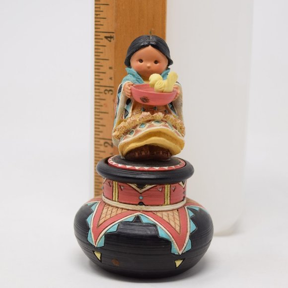 1995 Friends of Feather Compassion Girl Birdbath Trinket Box Karen Hahn Native - Picture 15 of 16